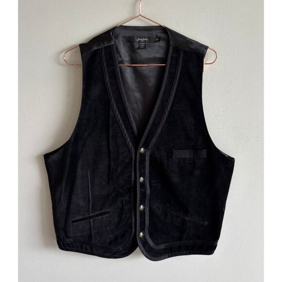 Sean John Mens Classic Sleeveless Button Down V-Neck Velvet Vest Black Sz XXL - Picture 1 of 6